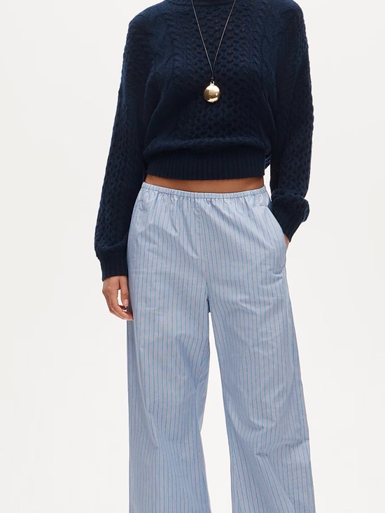 J. Crew Pants - J. Crew Light Blue Striped Wide-Leg Pants